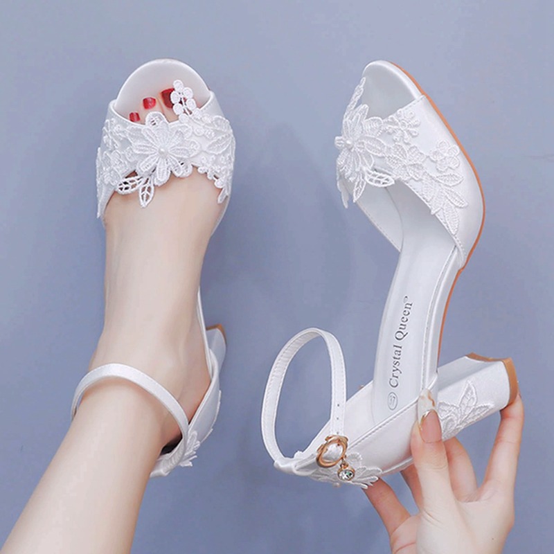 Summer Clothing Offers - Women White Silk High Heels Summer