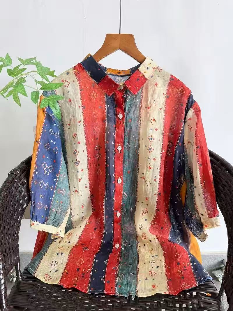 Summer Clothing In Japan - Bohemian 100% Ramie Shirts and Blouses