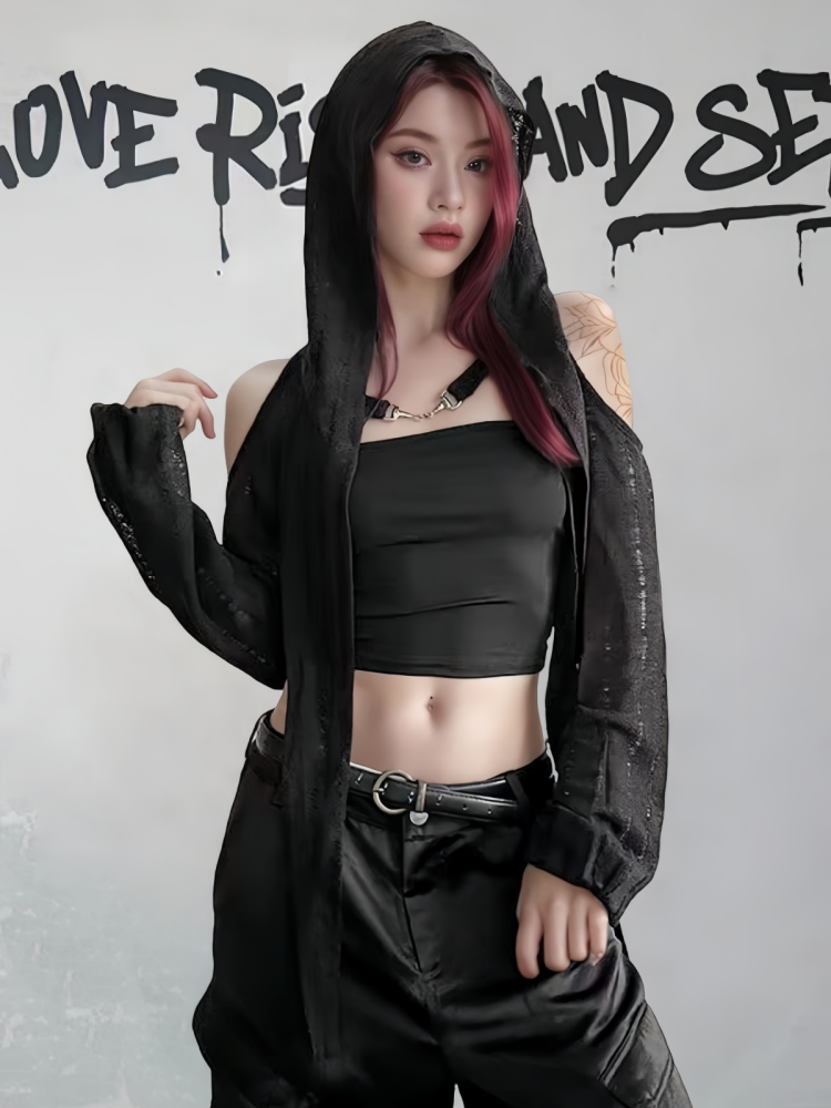 Summer Grunge Clothing - Long Sleeved Off Shoulder T-shirt for