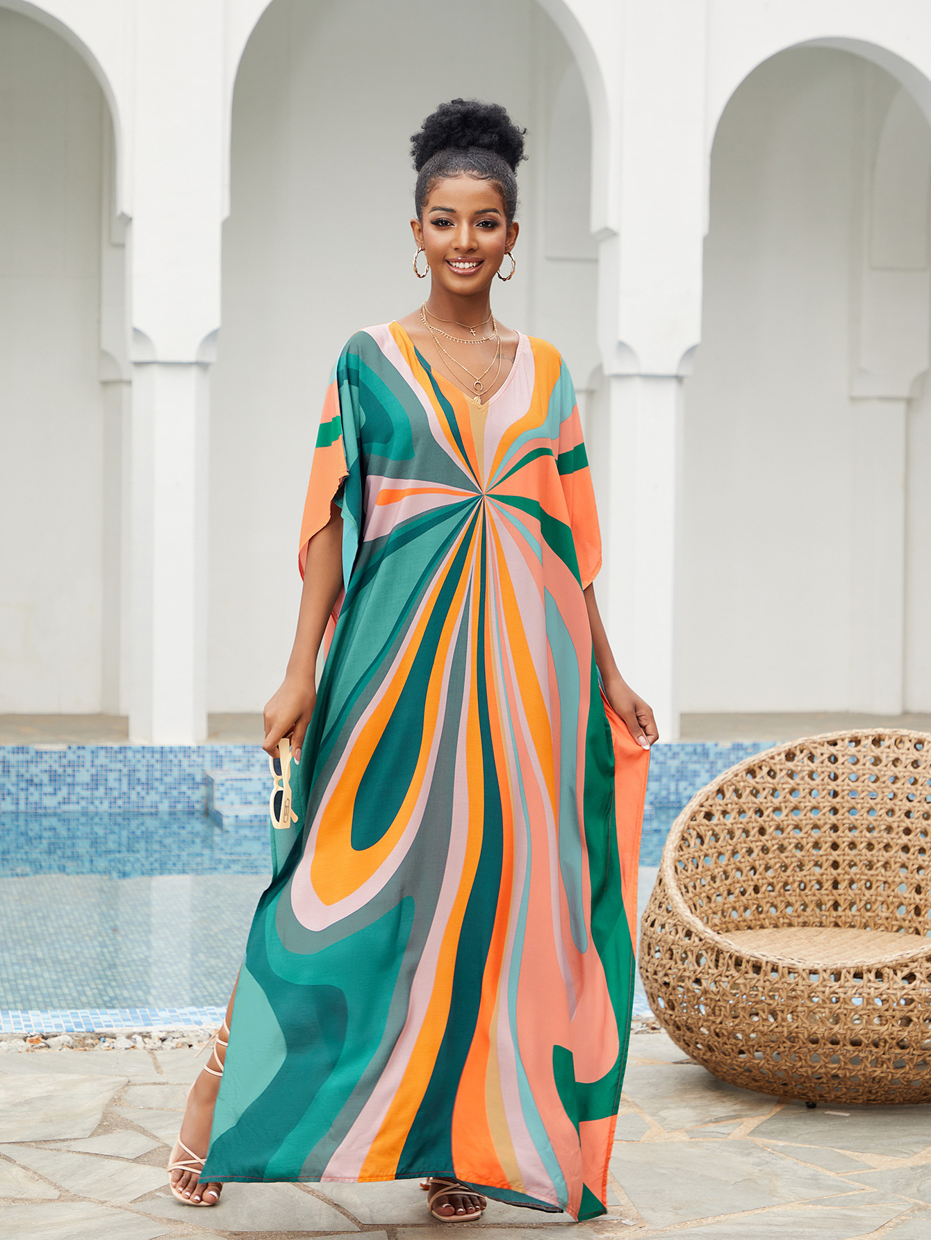 Summer Clothing Colors - Women Beach Cover Up Loose Kaftan