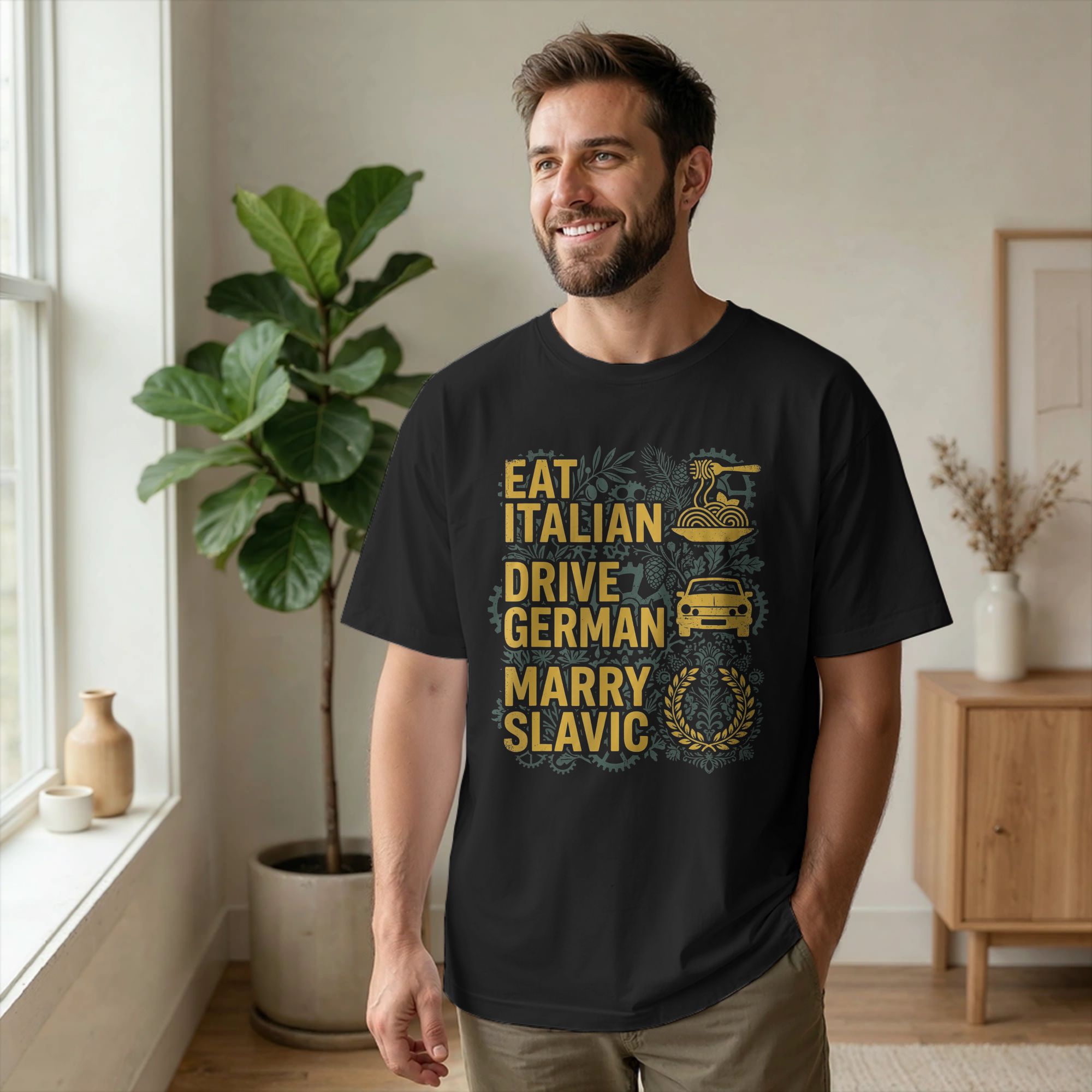 Men T-Shirt Eat Italian Drive  - Summer Clothing Drive ulasan dan harga