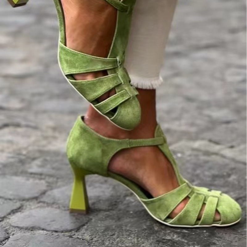 Women's Green Suede Kitten Hee - Summer Clothing Offers ulasan dan harga