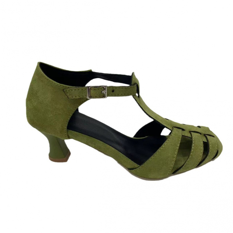 Women's Green Suede Kitten Hee - Summer Clothing Offers ulasan dan harga