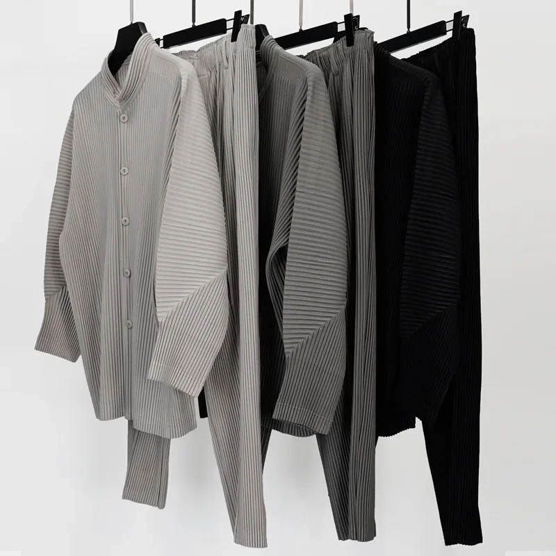 Miyake Pleated Casual Solid Pa - Summer Clothing Men 2025 ulasan dan harga