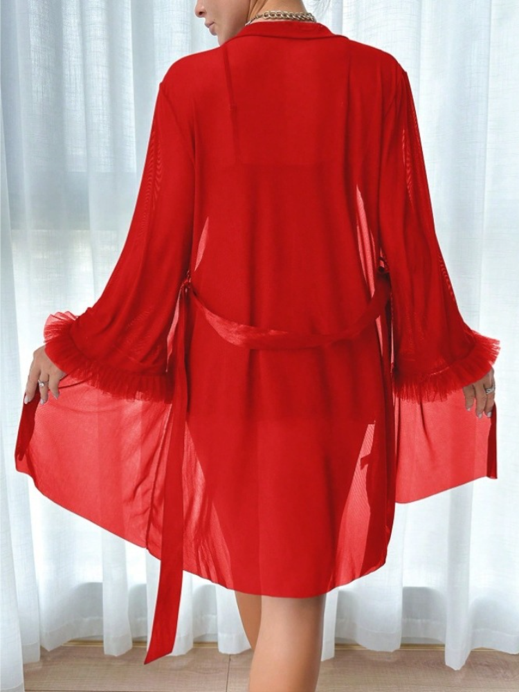 Women 3 Piece Red Sexy Lace Ro - Summer Cloth ulasan dan harga