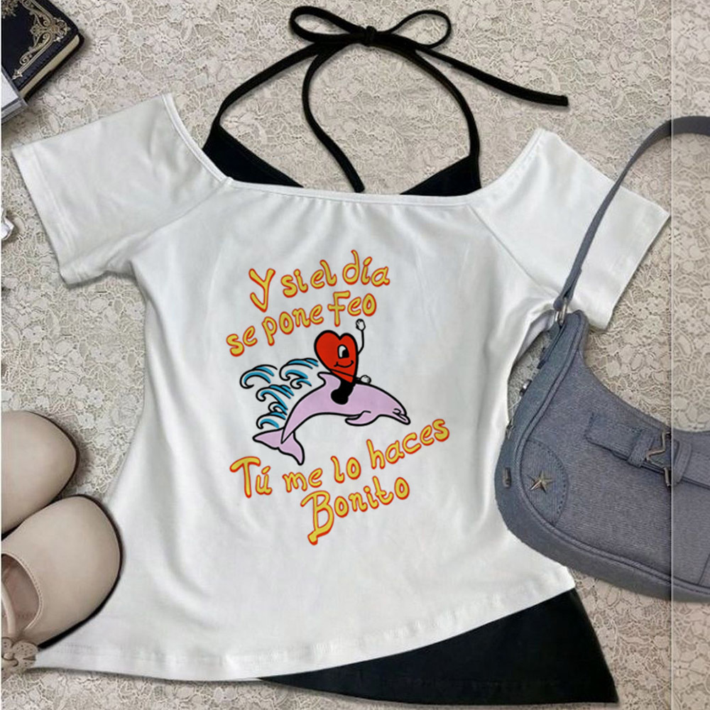 Bad Bunny cropped top female g - Summer Grunge Clothing ulasan dan harga