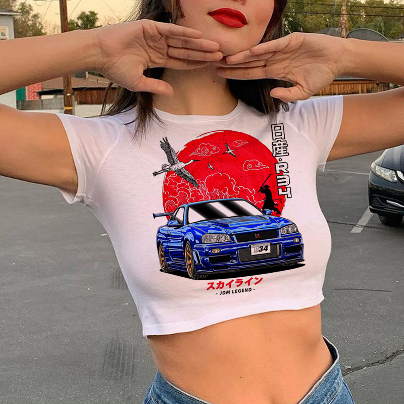 initial d t shirt crop top fem - Summer Grunge Clothing ulasan dan harga