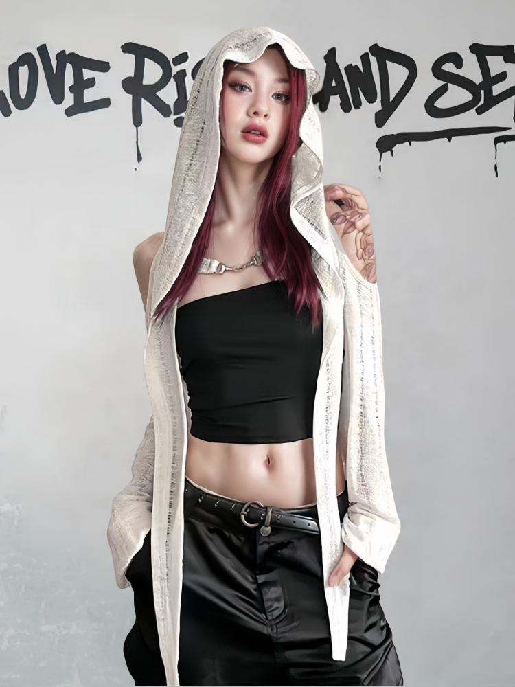 Long Sleeved Off Shoulder T-sh - Summer Grunge Clothing ulasan dan harga