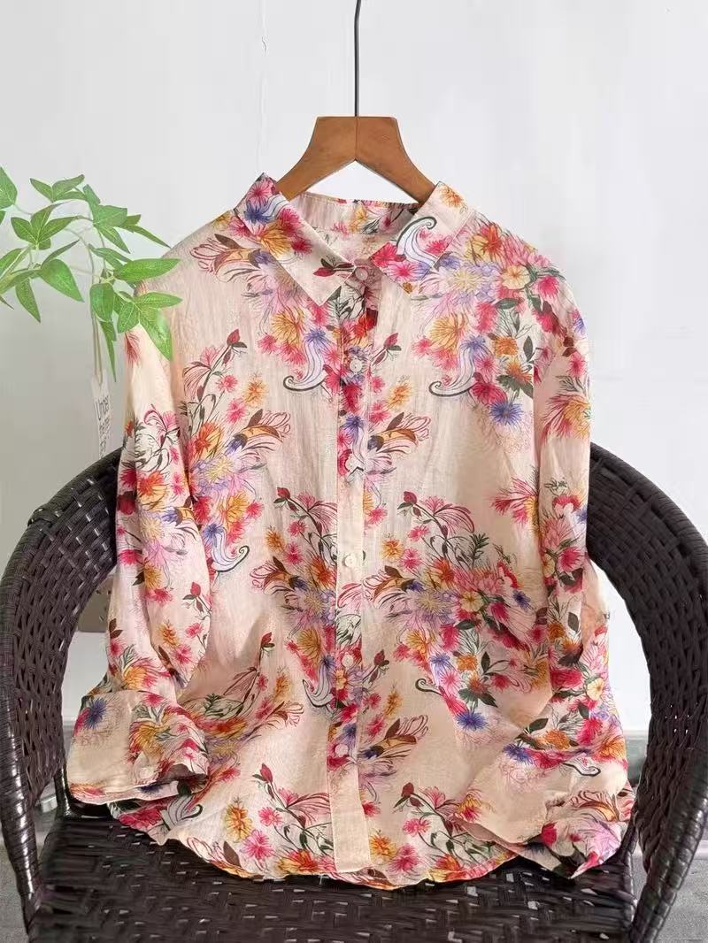 100% Ramie linen shirts and bl - Summer Clothing In Japan ulasan dan harga