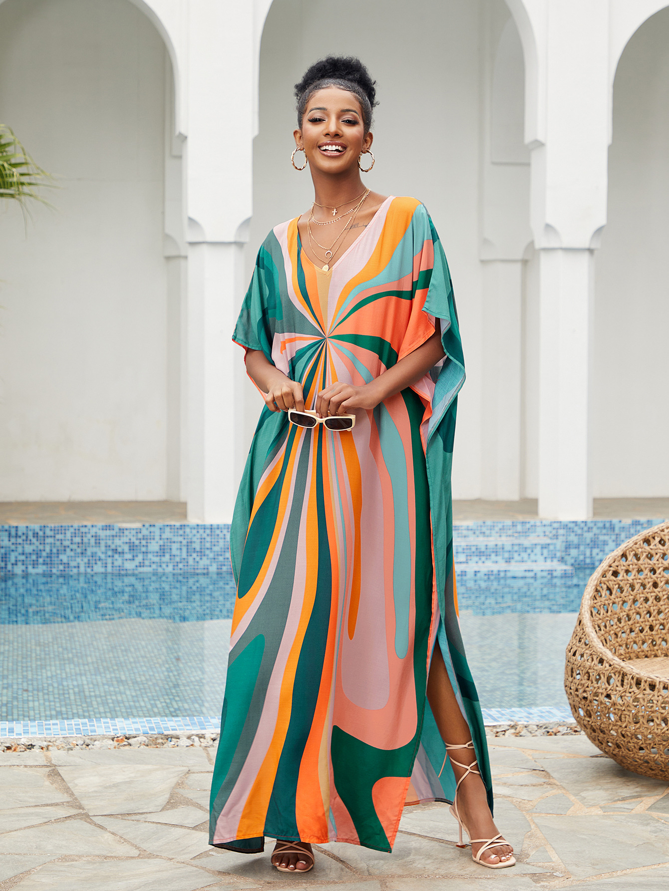 Women Beach Cover Up Loose Kaf - Summer Clothing Colors ulasan dan harga