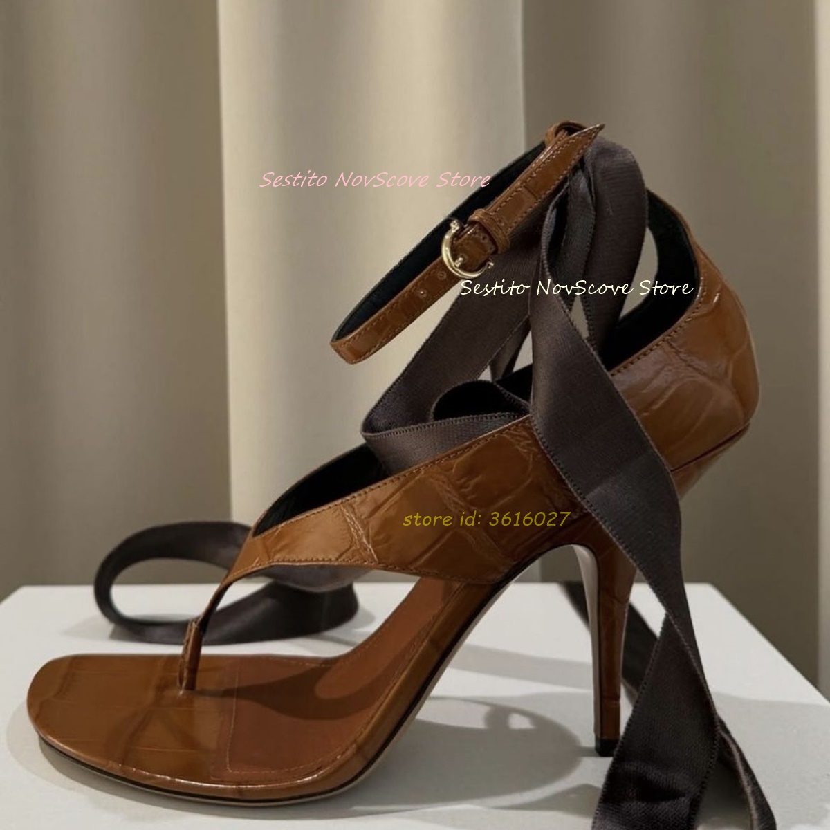 Brown Open Toe Lace Up Sandals - Summer Clothing Offers ulasan dan harga